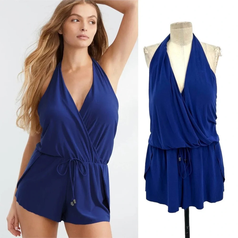 MAGICSUIT Solid Bianca One-Piece Romper Blue Size 16